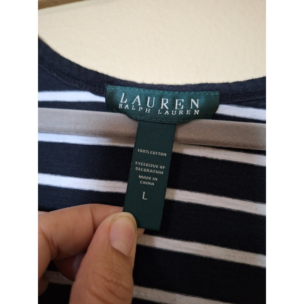 Ralph Lauren Striped Cotton knit tank dress size Large Summer Preppy Pony - Picture 4 of 8